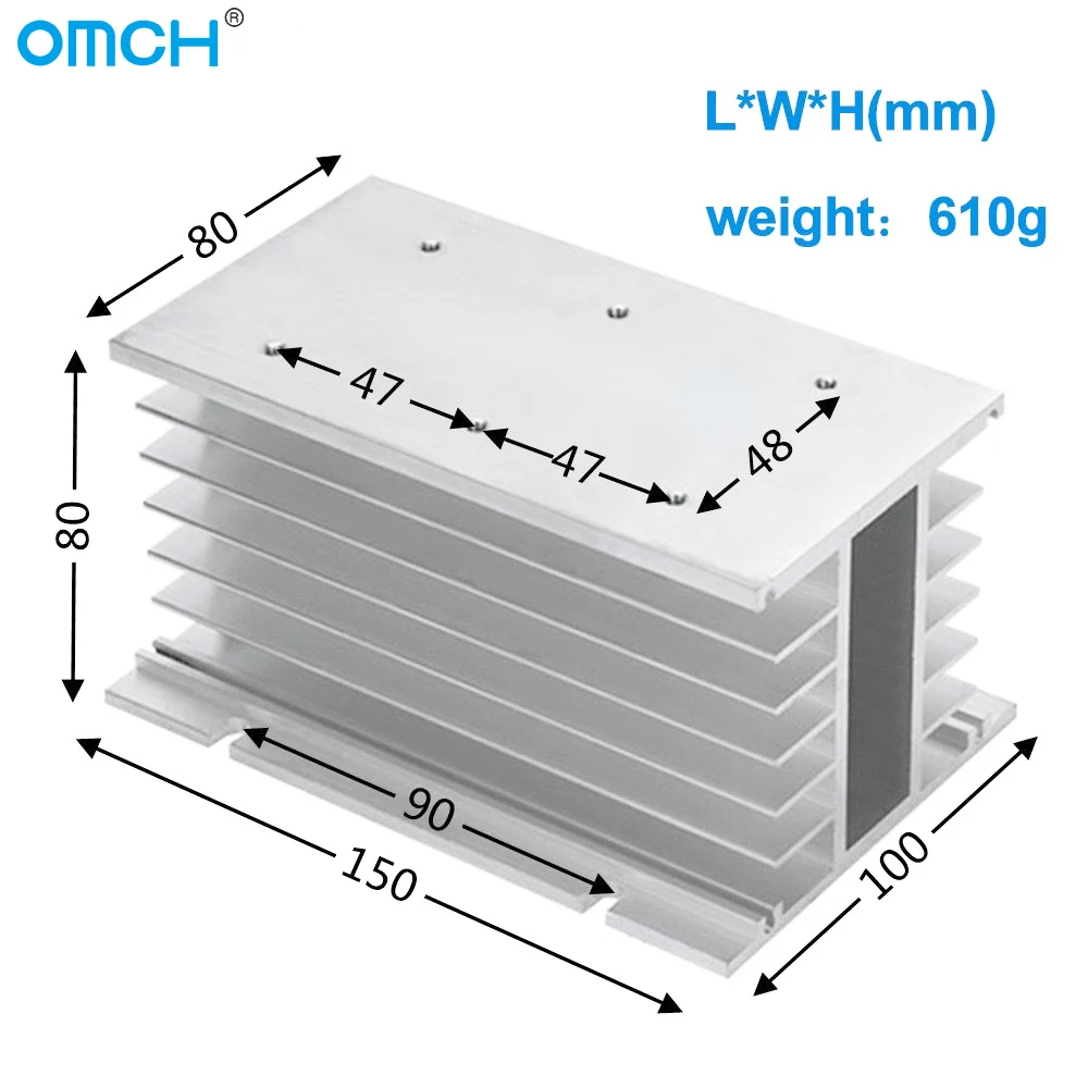 H-150 10-120a white 150*100*80mm 40A three phase solid state relay SSR aluminum heat sink radiator