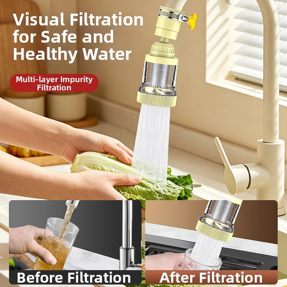 Kitchen Faucet Water Purifier Stainless Steel Filter with 360 Degree Rotation Multi Layer Filtration Reusable Mesh Core
