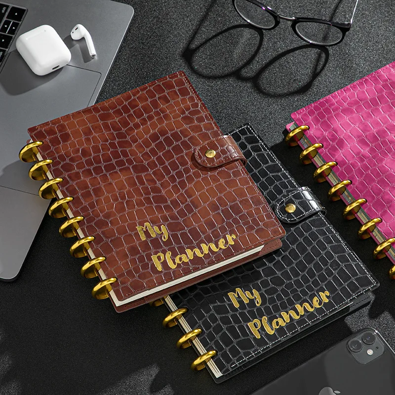 Imagem -02 - Leather Loose-leaf Handbook Premium Business Office Notebook Cogumelo Buraco Planejador Revistas Planejador Ringnote-a5 pu