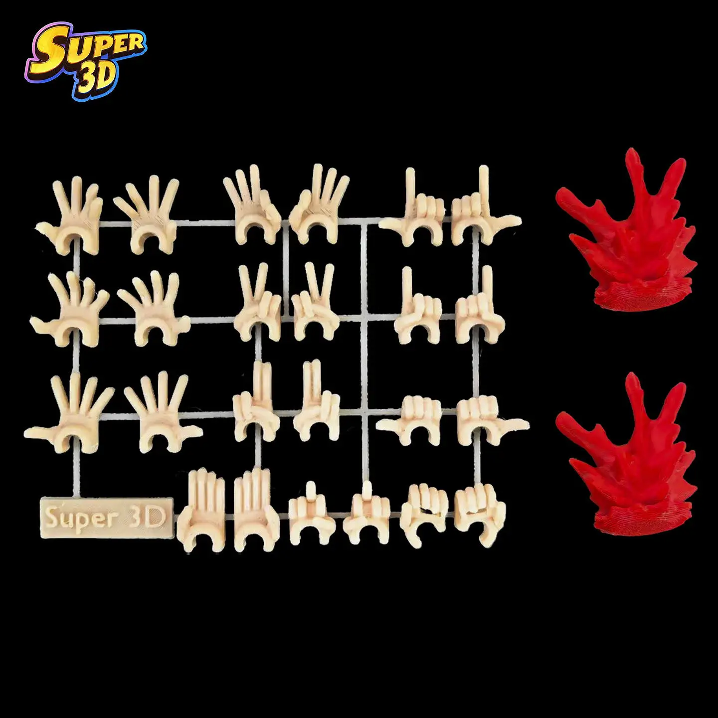 Super 3D 3D Printed Invincible Replacement Hands T13 Dummy Action Figure Red Multi Gesture Model Accessories Toys