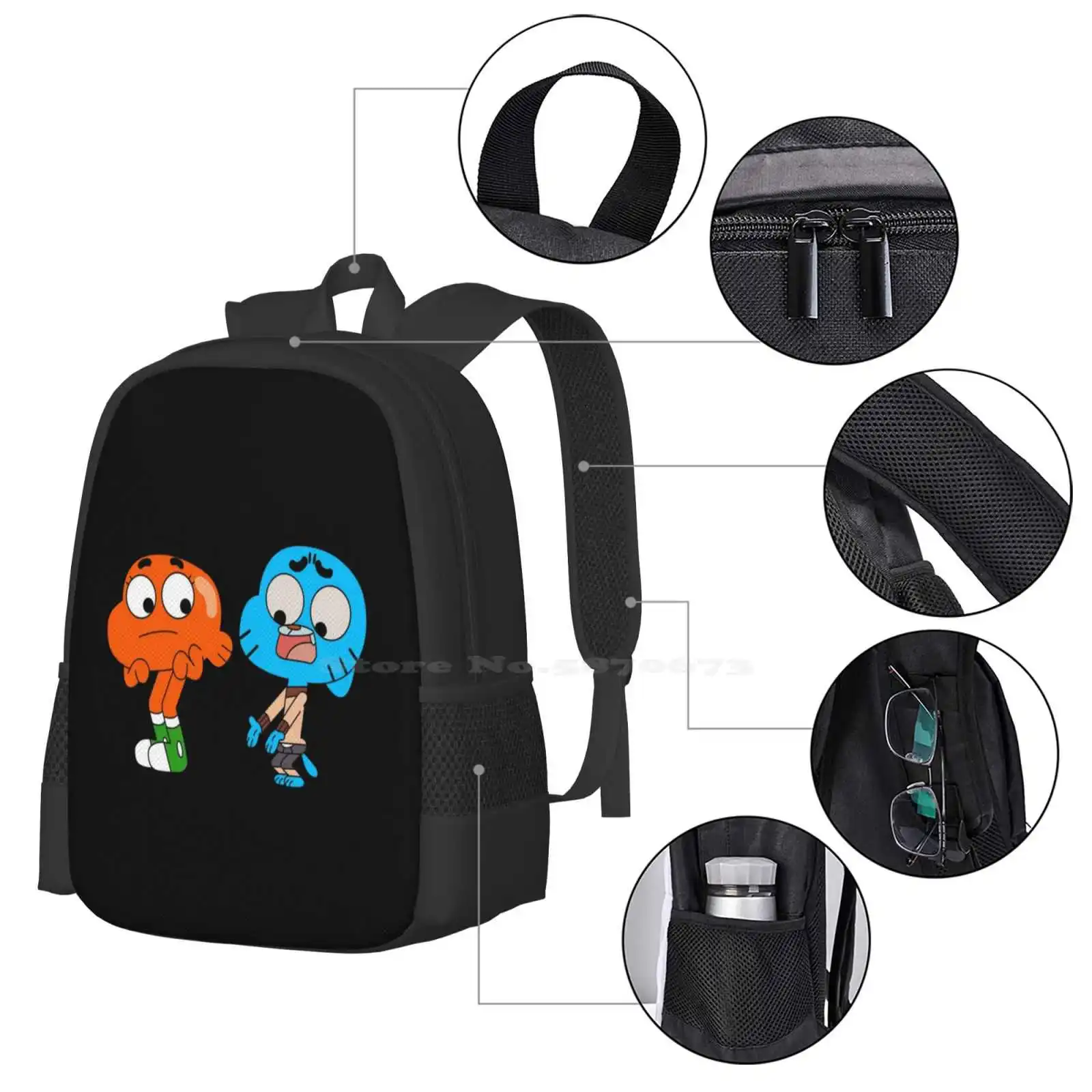 Gumball And Darwin, What The What Hot Sale Schoolbag Backpack Fashion Bags Cartoon Network What The What Gumball And Darwin