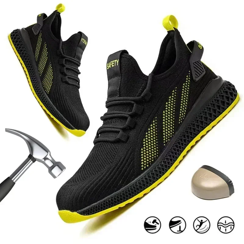 37-48 Mens Premium Breathable Work Safety Shoes - Puncture Resistant, Anti-Skid Steel Toe, Indestructible Footwear Security