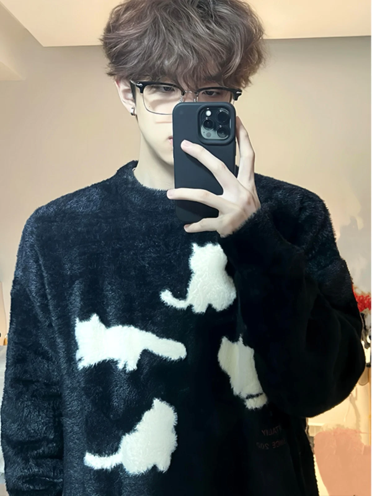 

Мужской зимний повседневный свитер Bla Knitted Pattern с круглым вырезом, свободного кроя, с длинным рукавом, базовый слой для ношения под одеждой