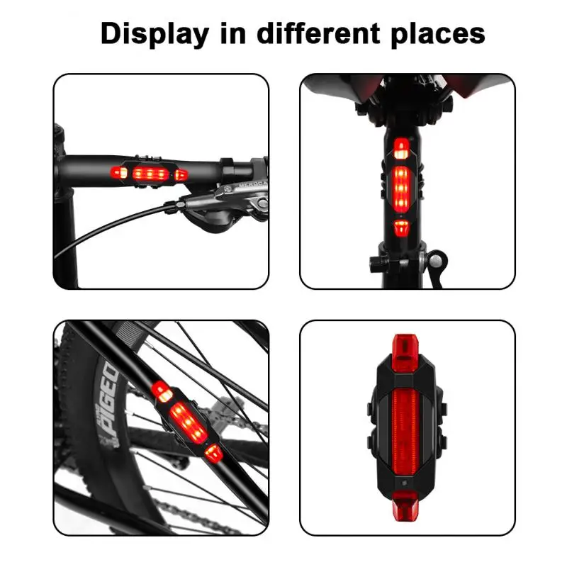 USB充電式自転車テールライト,防水,マウンテンバイク,安全警告,リアランプ,自転車アクセサリー,1個,3個,5個