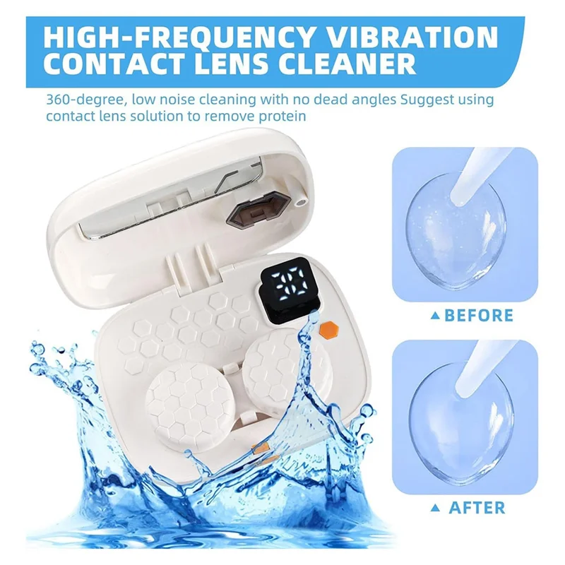 Hot Sale-Contact Lens Cleaner With Mirror,Contact Lens Cleaner Machine,USB Ultrasonic Contact Lens Cleaner For Disposal Soft Len