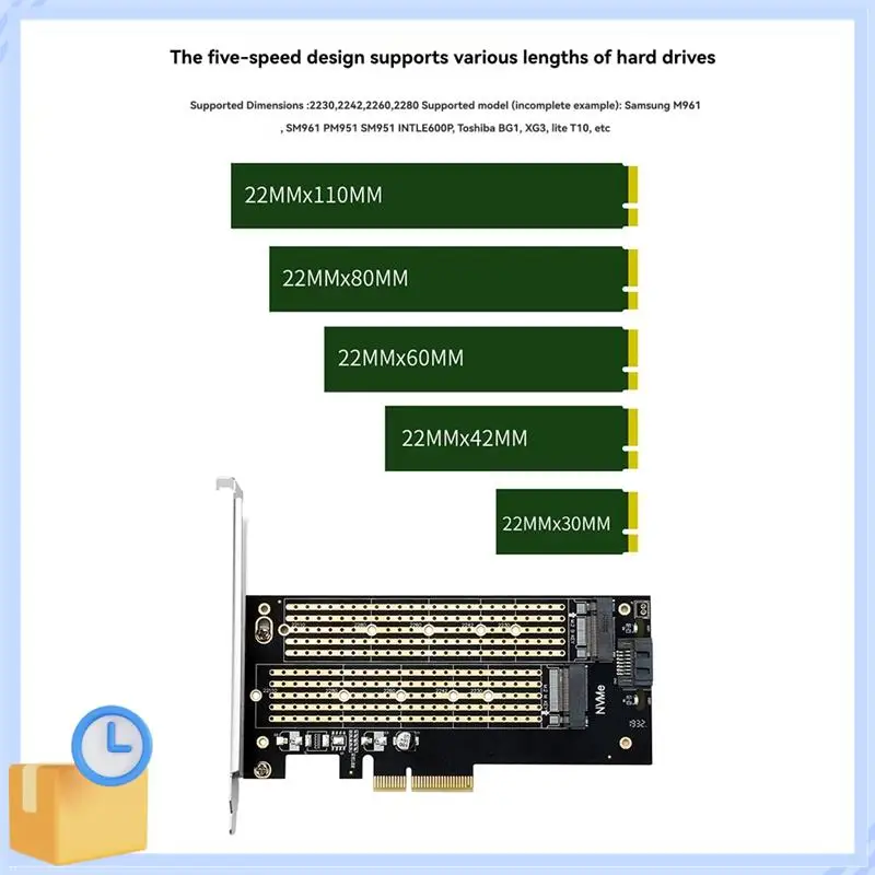 Populaire M.2 Dual M.2 PCIE 4.0-adapter voor Nvme / NGFF SSD NVME (M Key) en SATA (B Key) SSD naar Pcie X4 X8 X16-slot