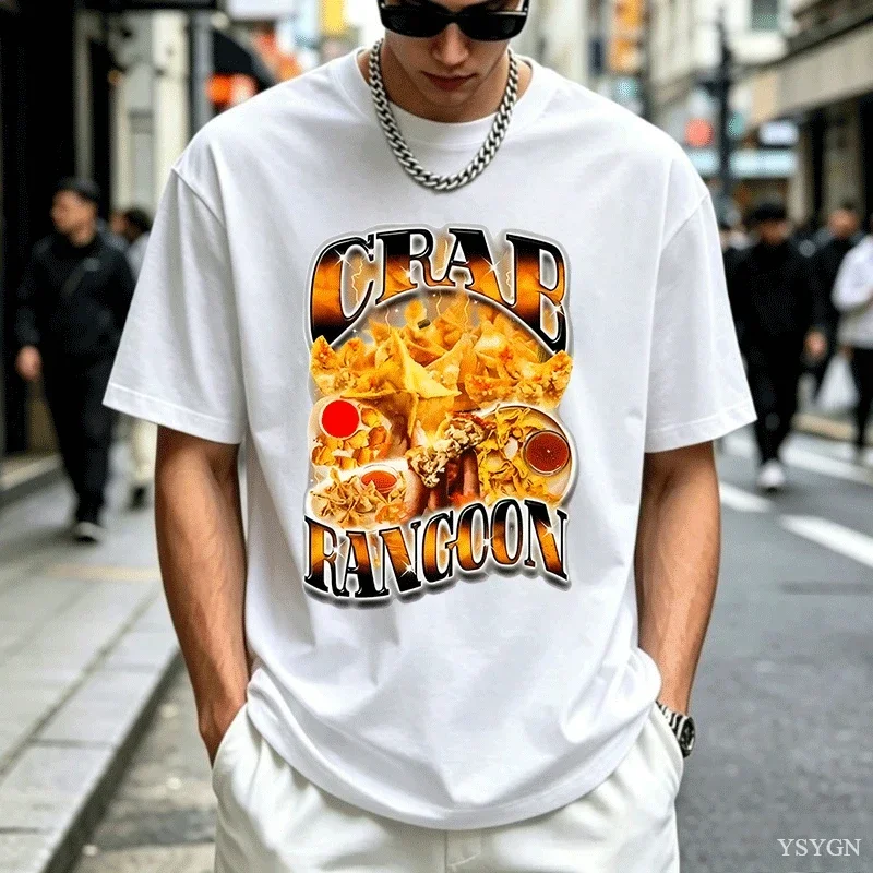 Crab Rangoon T Shirt Man Casual Cotton Short Sleeve Tshirts Unisex Round Neck Loose Trendy T-shirts Streetwear Clothing Tops