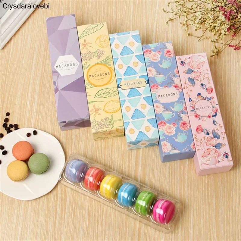 20Pcs Color Macaron Gift Box Transparent Skin Packing Cookie Chocolate Candy Boxes Xmas NewYear Wedding Party Dessert Shop Decor