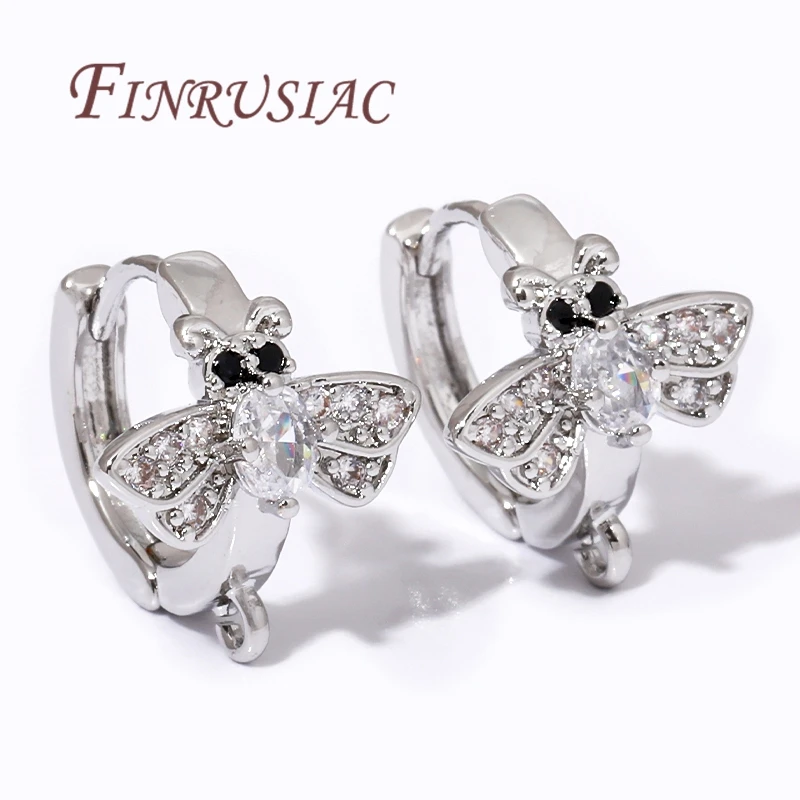 18K Gold Brass with Zircon Earring Hooks Shvenzy Earwires Fasteners Earrings Fixtures Accessories For Earrings Making Supplies