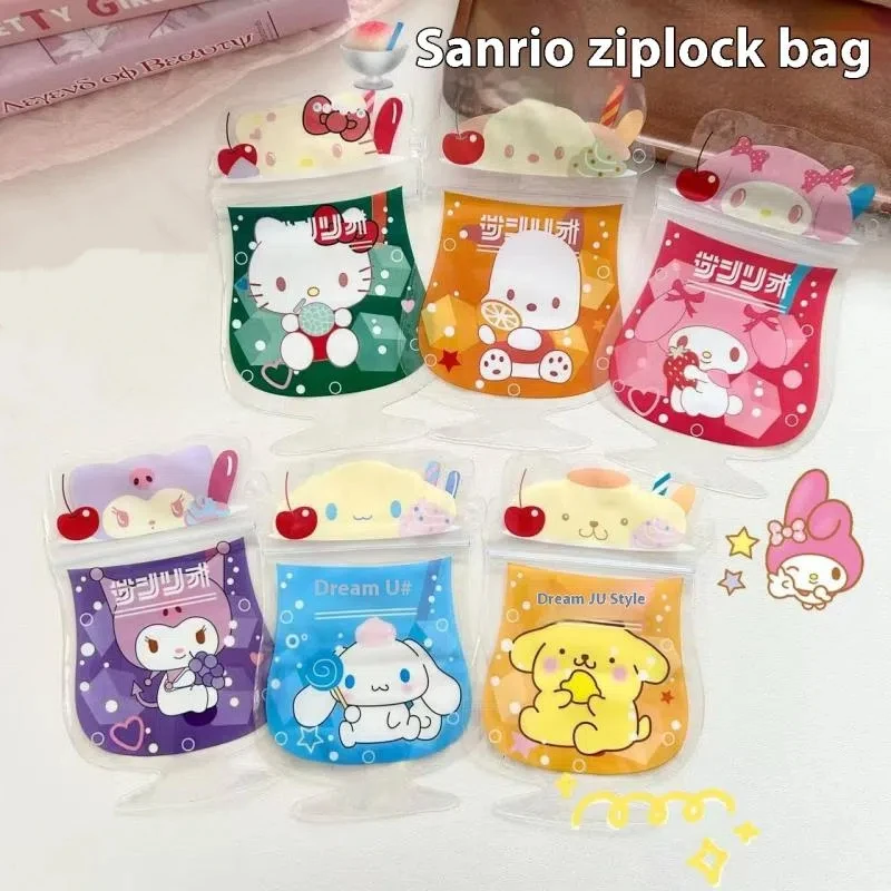 

10Pcs Kawaii Sanrio Hello Kitty Kuromi Necklace Jewelry Sealed Ziplock Bag Cartoon Anime Resealable Thickened Bag Storage Bag