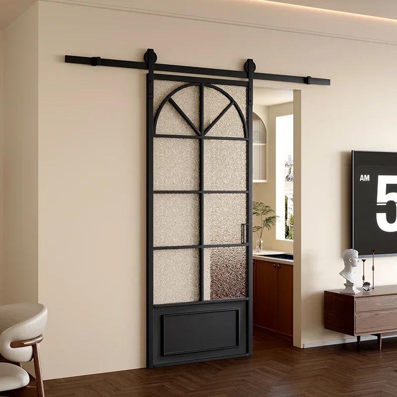 French retro glass door, barn door, dining room, kitchen, bedroom, simple sliding door, toilet, bathroom