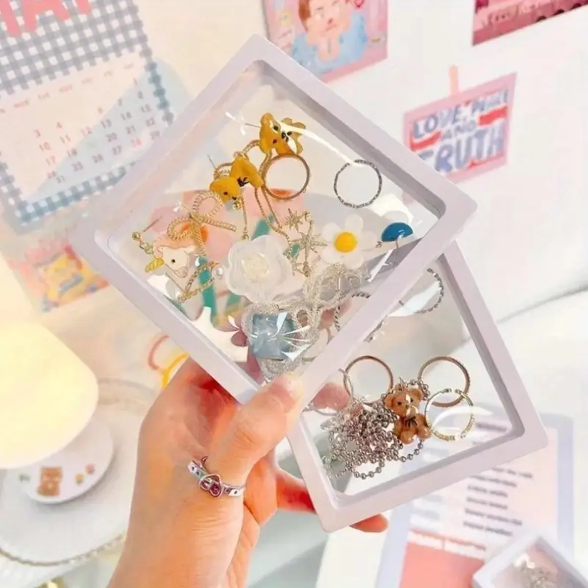 10 Stück, Transparente Schwebe-Displaybox, Kunststoff-Schmuckverpackungsbox, Aufbewahrungsbox für Schmuck, Halsketten, Ringe und Sammlerstücke – Detail 2