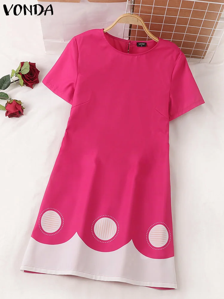 فستان قصير بأكمام قصيرة للنساء ، مطبوع بوهيمي ، طراز عتيق ، كاجوال ، فضفاض ، شاطئ ، موضة صيفية ، من فوندا #4