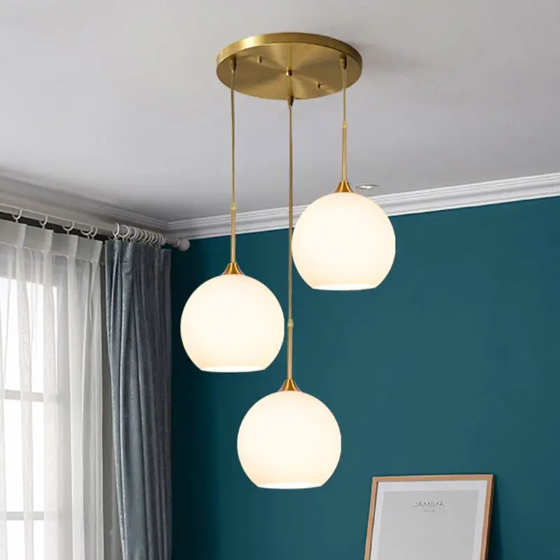 Nordic Creative Minimalist Luxury Glass Metal 3-Light LED Pendant Light Dining Room Table Restaurant Home Decor Novelty New