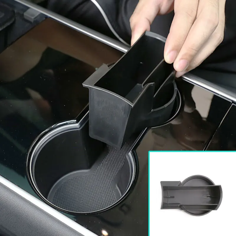 For Tesla Model 3 Car Accessories ABS Cup Holder Compartment Storage Box 1 Piece Set