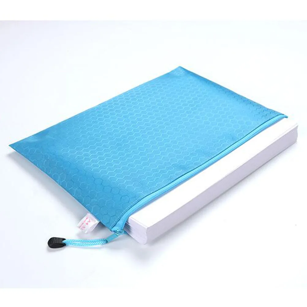 

Waterproof File Bag Pvc Football Pattern B5 Zippered Bag Portable Document Folder Travel Office Supplies 29X20.5Cm Sky-Blue