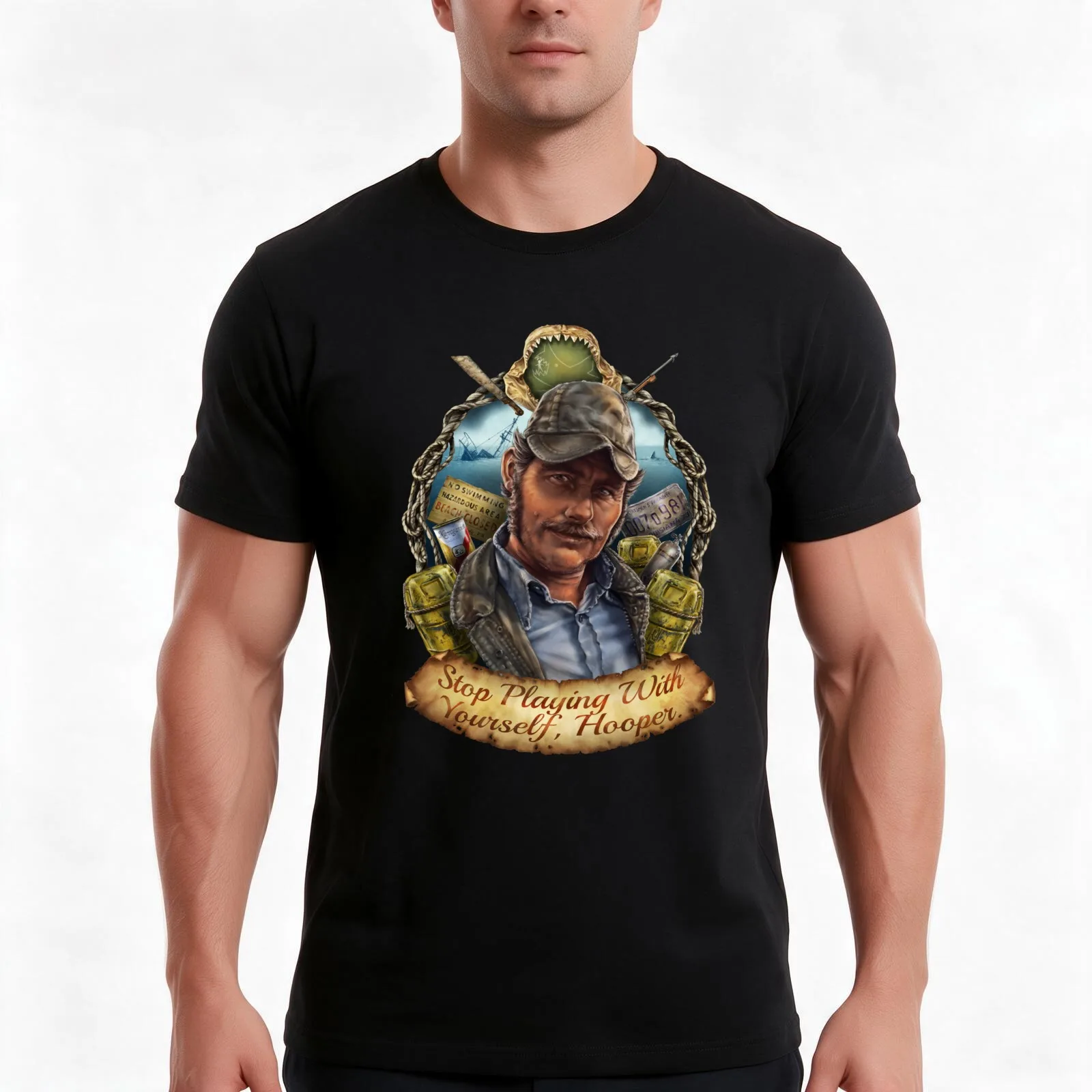 Stop Playing With Yourself, Hooper. T-Shirt, Summer Casual Cotton Tee, Oversized Streetwear Tops, Vintage Graphic Print