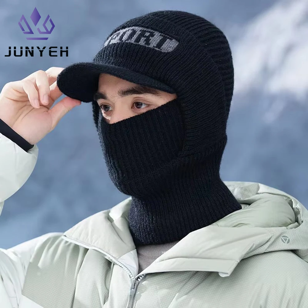 2025 جديد الشتاء قبعة وشاح مجموعة للرجال النساء محبوك قبعة قناع رشاقته بالاكلافا إيرفلاب بونيه الرقبة الدافئة تسلق الجبال قبعة تزلج