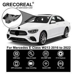 GRECOREAL 4K Dash Cam Front and Rear 2160P WiFi Car Dual Dashcam Plug Play Compatible with Mercedes Benz E Class W213 E-Class