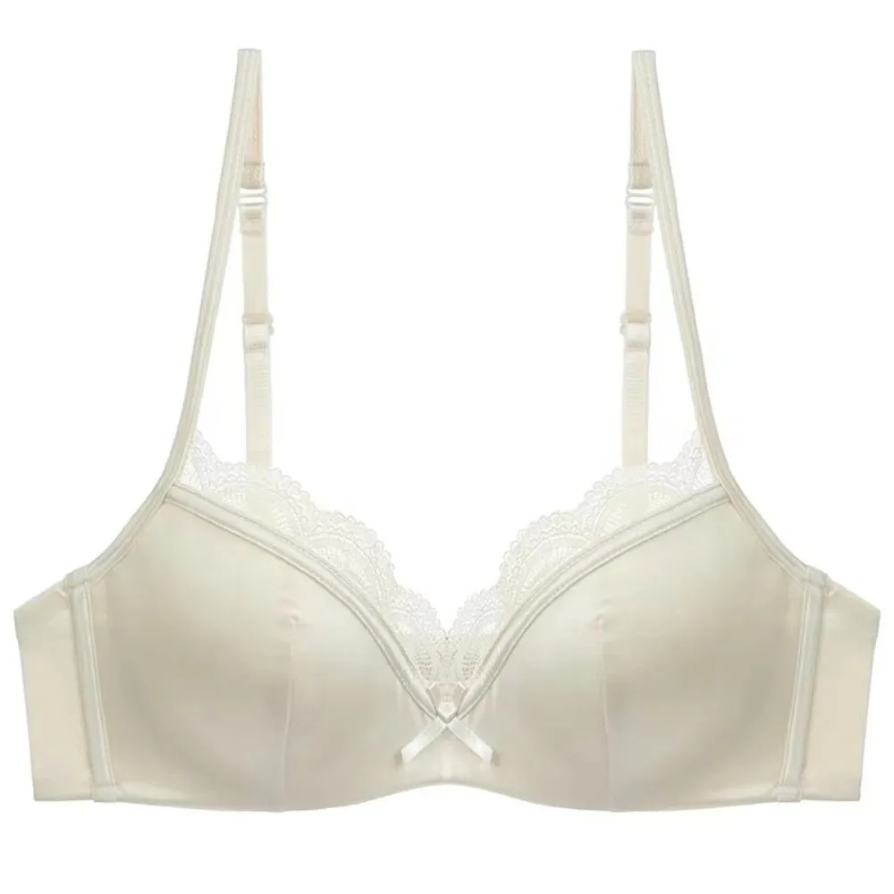 

Thin Satin Wireless V Bra Shockproof Traceless Push Up Underwear Lingerie Gathered Breasts Brassiere for Women Running