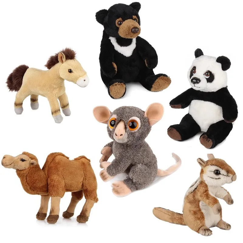 

Simulated Animal Camel Panda Horse Black Bear Chipmunk Tarsier Wild Nature Zoo Model Plush Toy Stuffed Doll Girl Boy Travel Gift