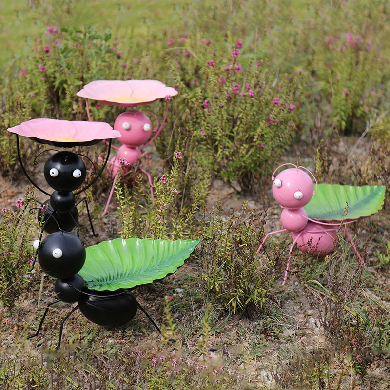 Outdoor Courtyard Miniature Items Simulated Animals Gardening Decoration, Iron Ants, Exquisite Sculpture Ornaments, Cute Cartoon