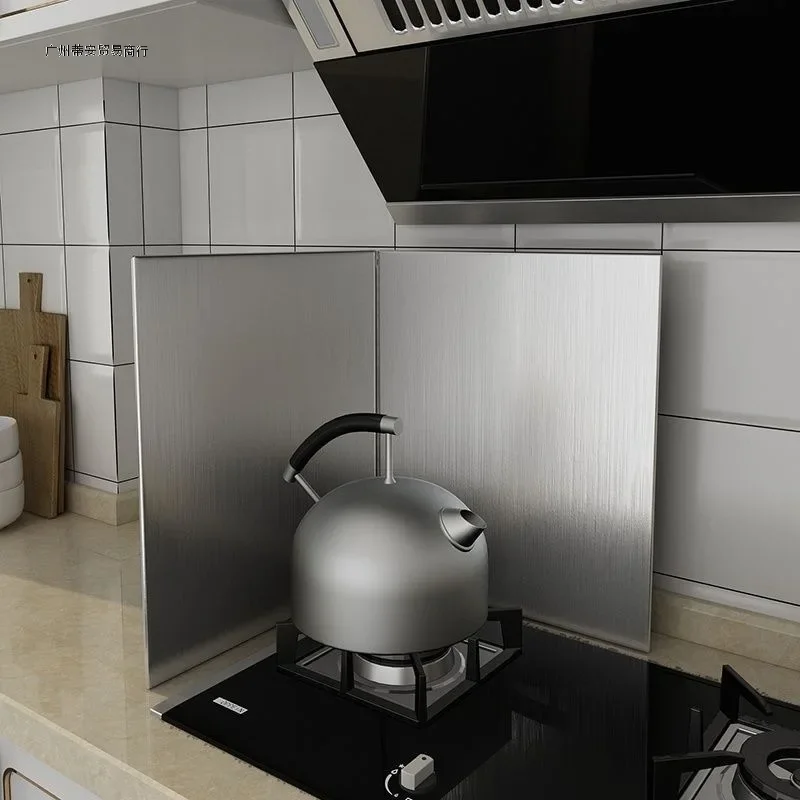 Oil Baffle Kitchen Stainless Steel Oil Baffle Thickened High Temperature Gas Stove Heat Insulation Plate Easy To Clean