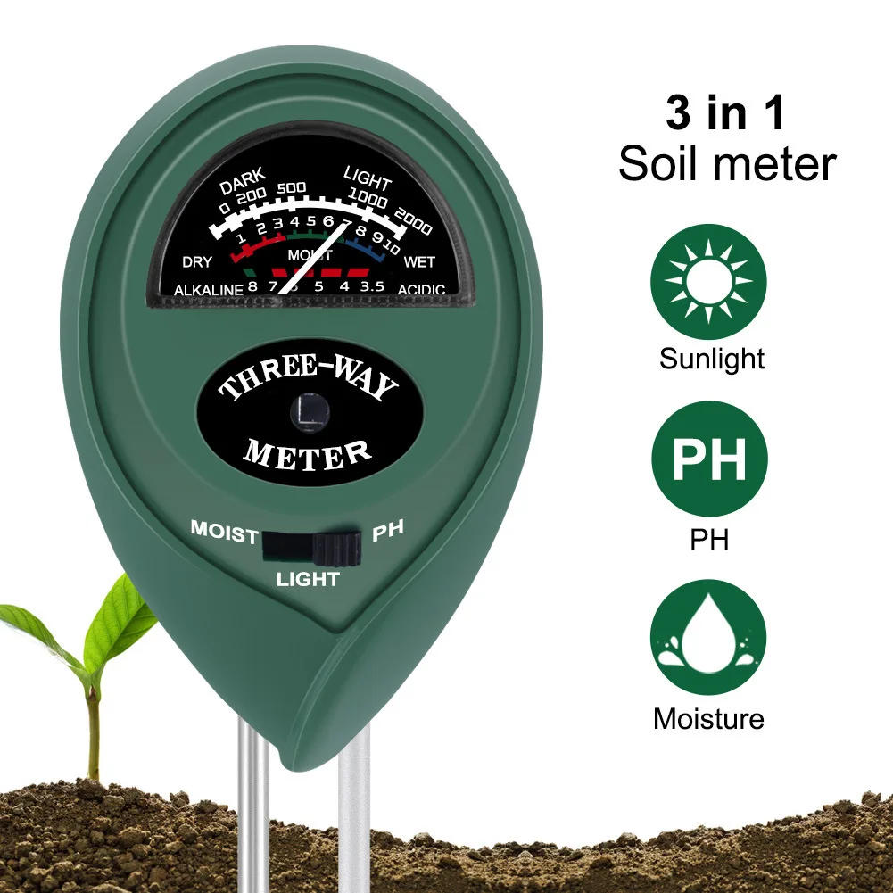 Medidor de umidade do solo 3 em 1 medidor ph tester para acidez umidade umidade luz nutrientes ferramenta cuidados com as plantas instrumento teste