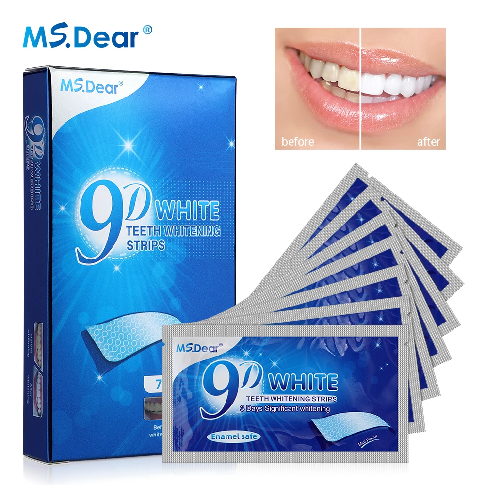 

9D Gel Teeth Whitening Strip White Tooth Dental Kit Oral Hygiene Care Strip False Teeth Veneers Whiten Gel Mint Scented