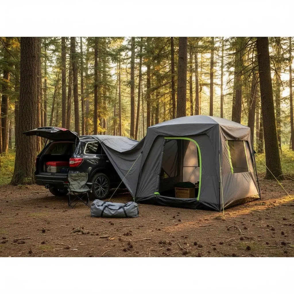 

Автомобильный тент 10FT x 8FT для пикников, автопутешествий и экспедиций, двухслойная конструкция, большая вместимость, сетчатая вентиляция