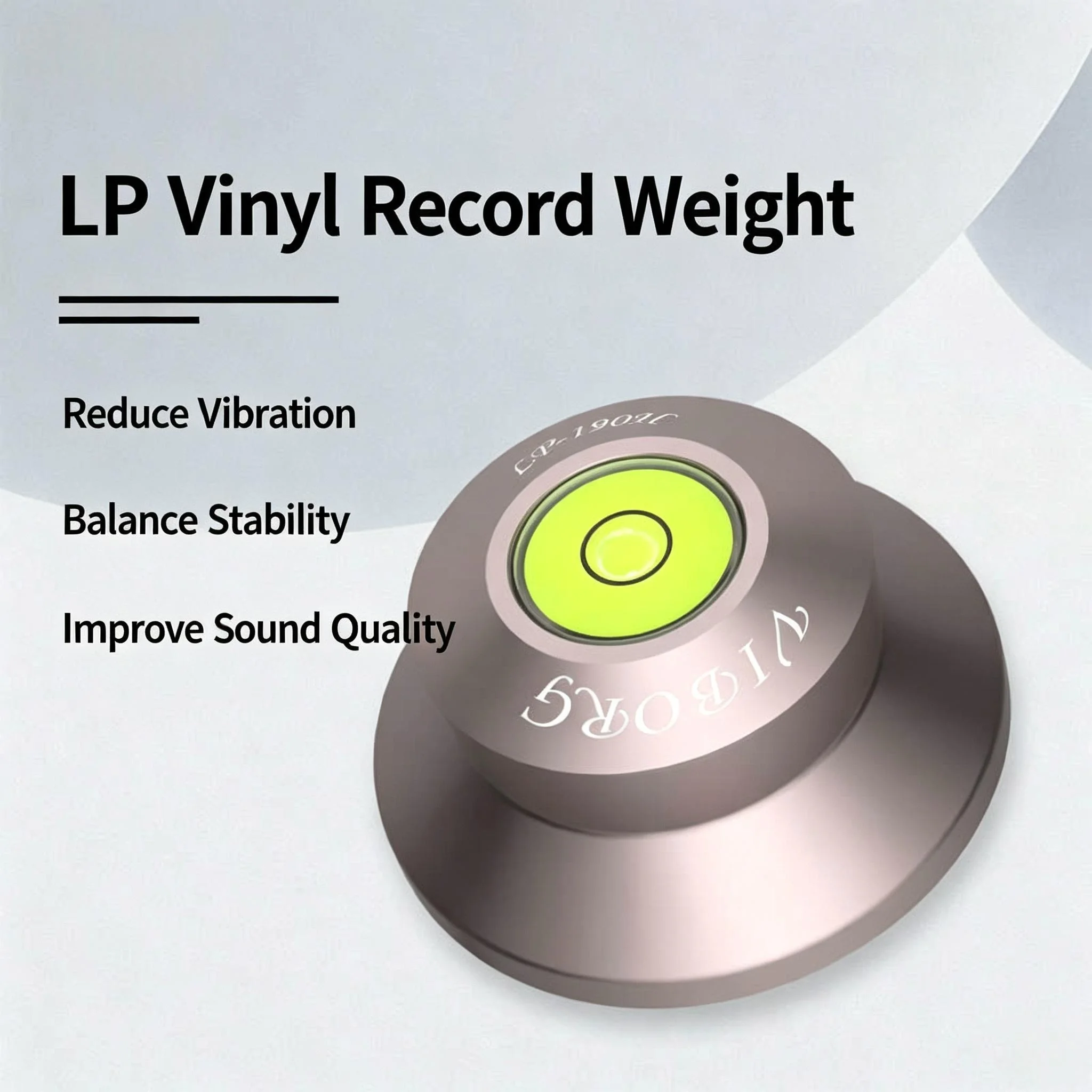 Viborg LP190H Turntable Record Weight Stabilizer 190g LP Disc Clamp with Bubble Level Anti-Vibration Audiophile Accessory