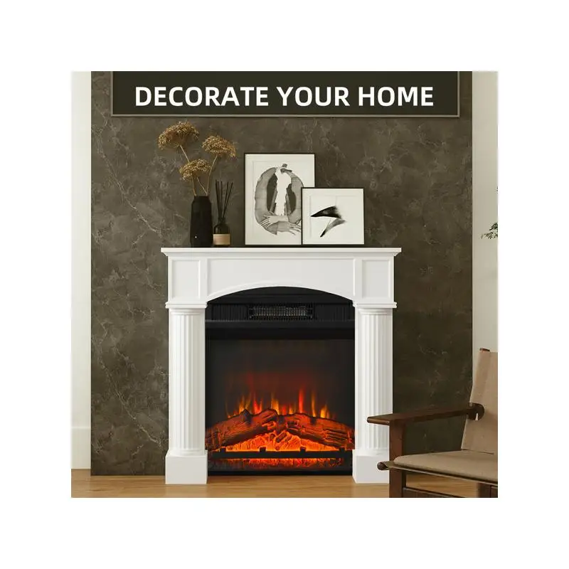 

Каминная каминная каминная каминная каминная каминная конструкция — современный деревенский дизайн, простая сборка, подходит для большинства каминов, элегантный деревянный акцент, идеально подходит для