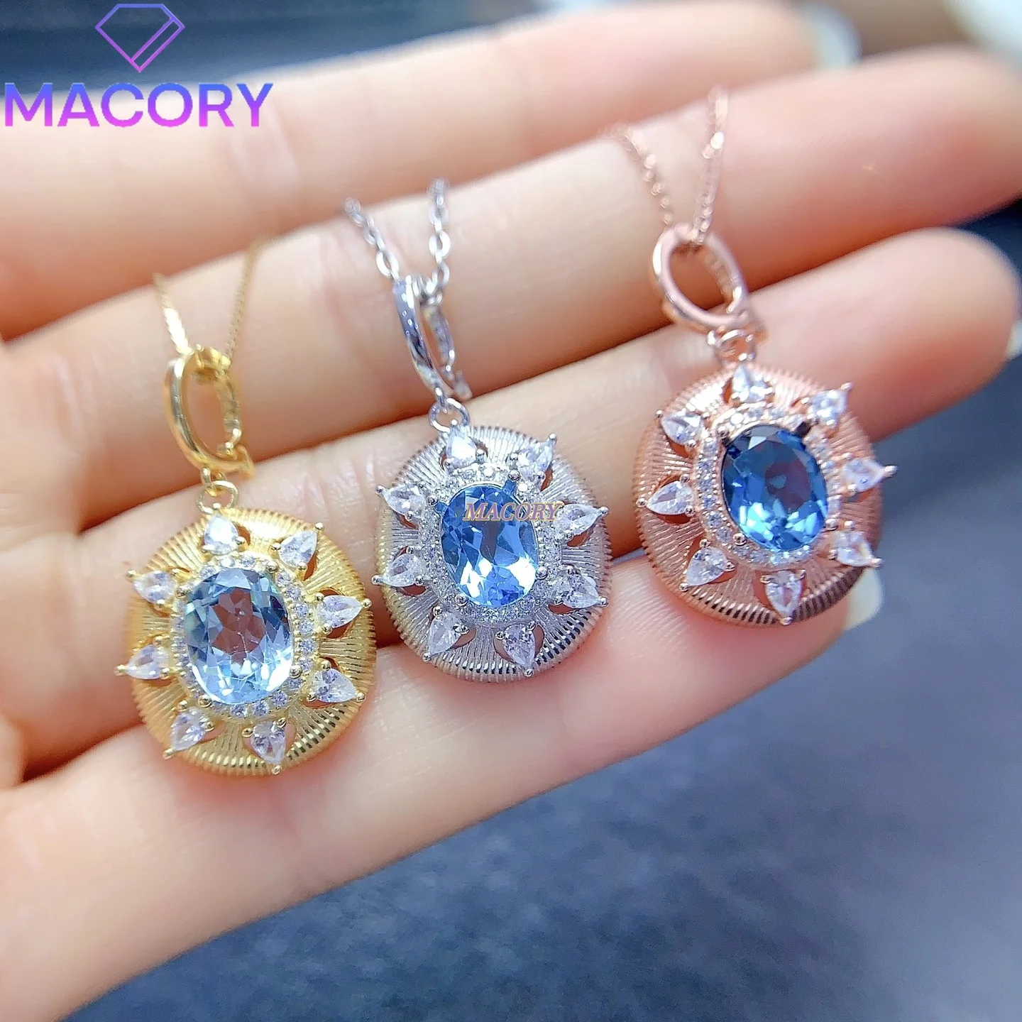 

Natural topaz necklace women's sterling silver 925 Christmas Valentine's Day exquisite fashion accessory
