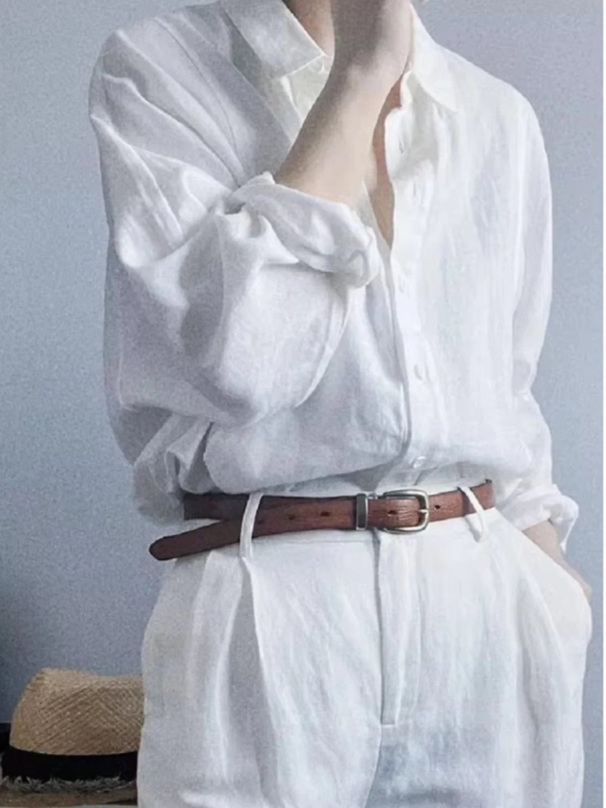 White Cotton Linen irt Women Summer Thin Sun Protection Loose Slimming Casual Linen Open Cardigan Top Vintage Sle Long Sl...