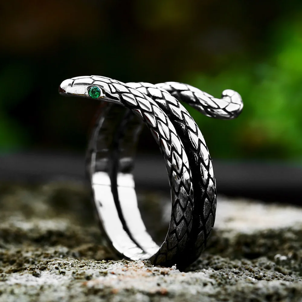 New Design 316L Stainless Steel Snake Ring For Men Women Punk Cool Animal Rings Biker Fashion Amulet Jewelry Gift Dropshipping