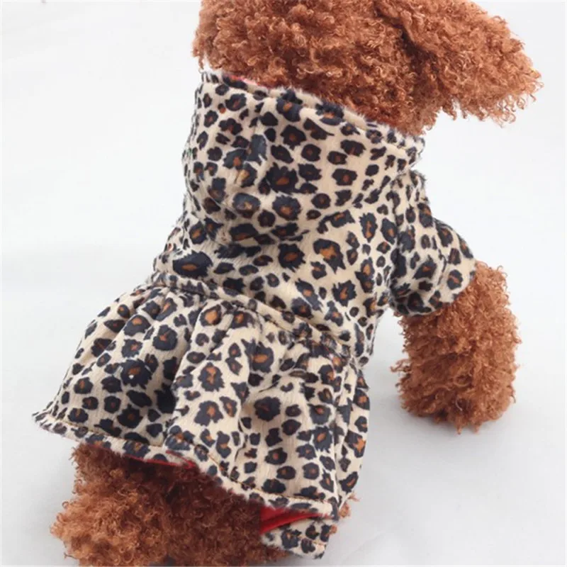 Winter Dog Clothes Cute Pet Dogs Leopard Costume Puppy Cotton Hoodie Clothes Warm Dog Coats & Jackets Chihuahua Pet Clothing