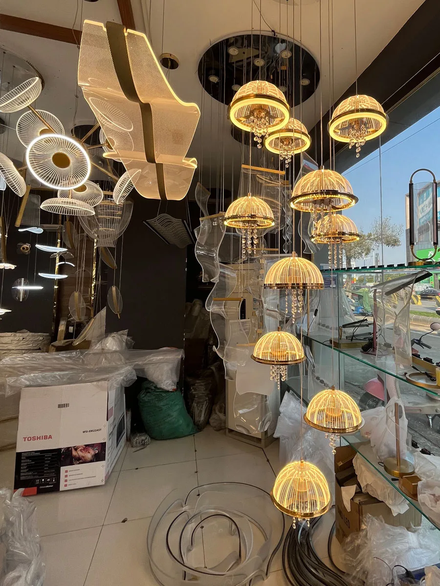 Customizable Modern Luxury Jellyfish Led Pendant Lights Staircase Chandelier for Duplex Villa Loft High Living Room