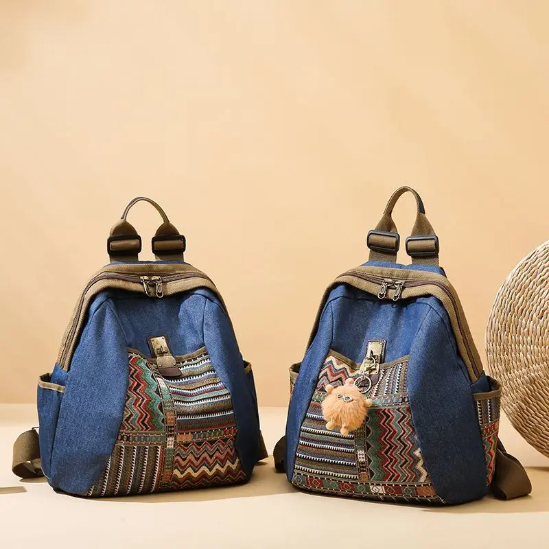 Vintage Dirt-Resistant Ethnic Style Large Capacity Fashion Outdoor Versatile Women's Lightweight Backpack