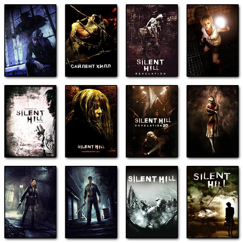 Silent Hill Horror Game Poster Print Canvas Painting Thriller Game Wall Art Pictures for Bedroom Gamer Room Home Decor Gift