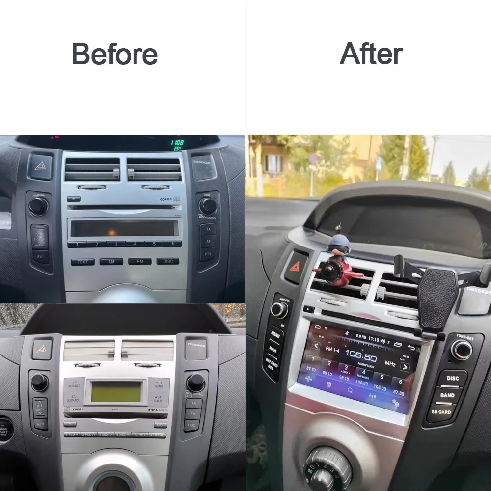 CarPlay 7'' Android 13.0 Car Android Player 8GB 256G multimedia car radio GPS WiFi For Toyota Yaris XP90 Vitz Platz 2005-2012