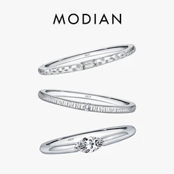 MODIAN 925 Sterling Silver Irregular Cross Line Concave And Convex Metal Texture Rings For Women Fashion Gold Color Fine Jewelry
