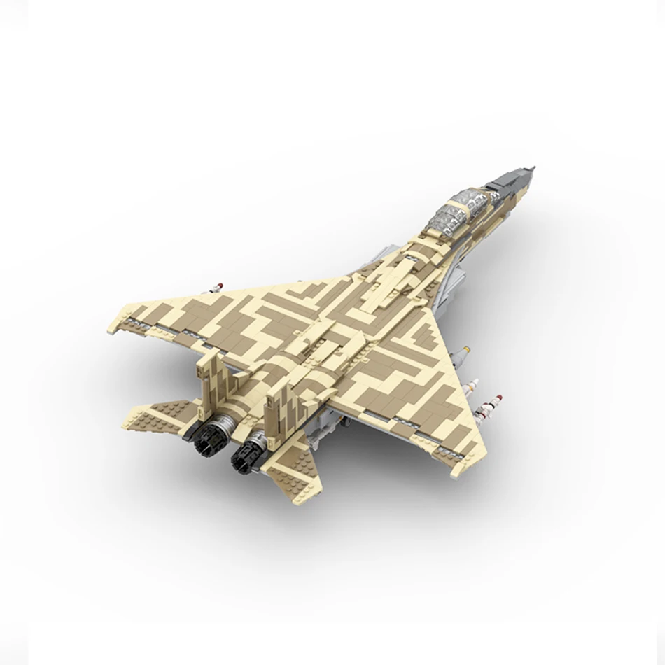 MOC 군사 시리즈 미국 F-15E 스트라이크 이글 듀얼 미션 전투기 빌딩 블록 모델 기술 벽돌 장난감 세트 어린이 취미 선물