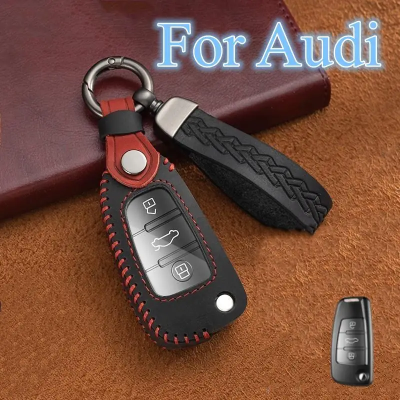 

Leather 3 Buttons Car Key Case Cover for Audi C6 R8 A1 A3 Q3 A4 A5 Q5 A6 A7 S6 B6 B7 B8 8P 8V 8L TT RS Sline Accessories