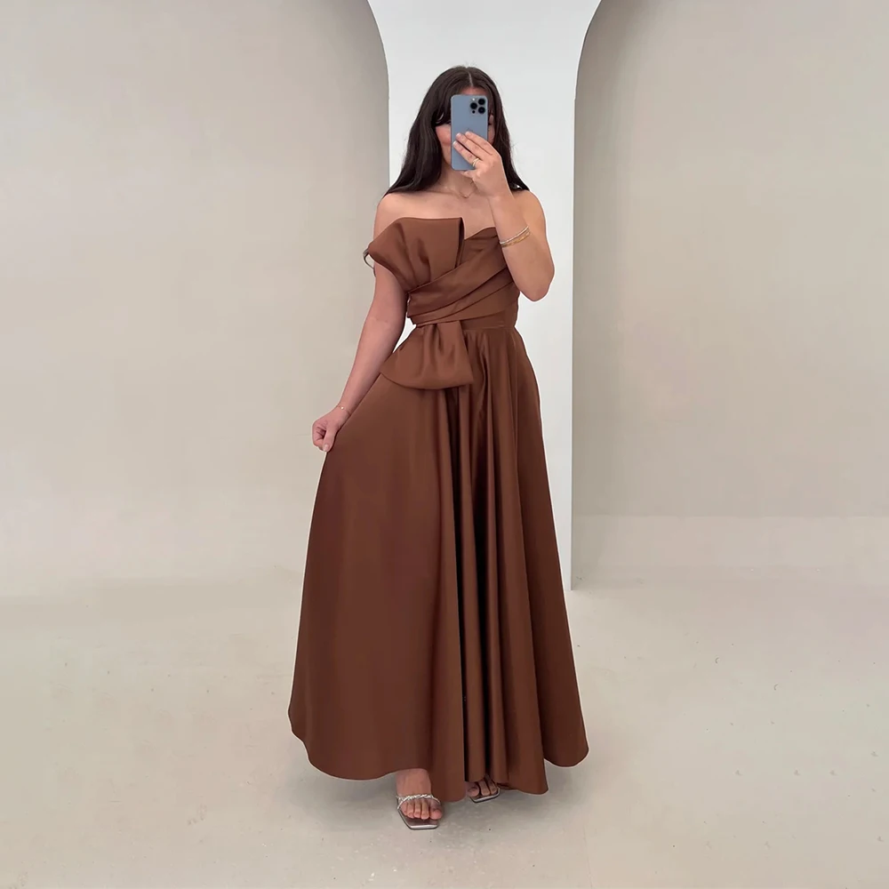 

Women's Evening Dress Prom Dresses Sleeveless Strapless Bowknot A-Line Pleated Formal Party Gowns for Cocktail Event Customized