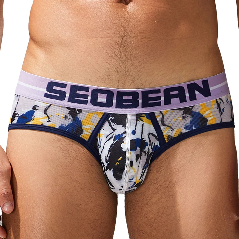 

SEOBEAN Men's Low-Rise Printed Underwear Sexy Bikini Briefs Comfortable Underpants Casual Fashion Innerwear