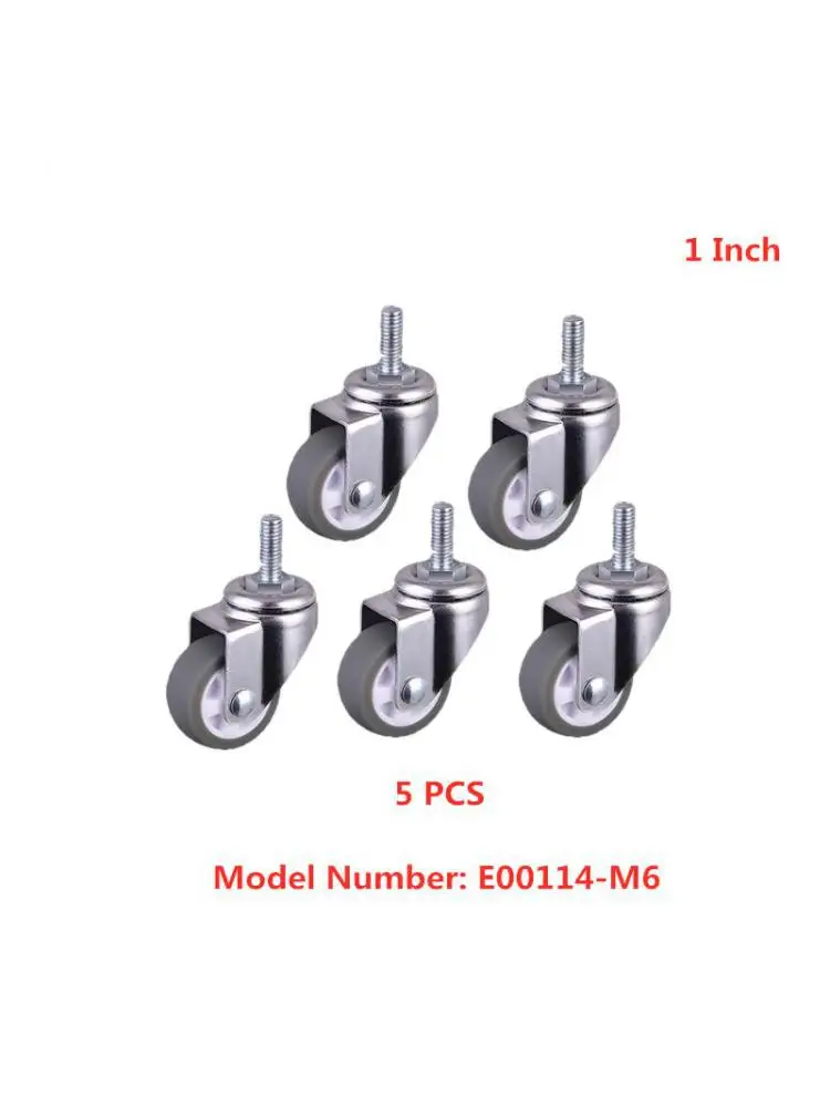 5 Pcs/Lot Casters 1 Inch Gray Tpe Screw , M6 Tooth, Silent , Diameter: 25mm Household Universal Wheel