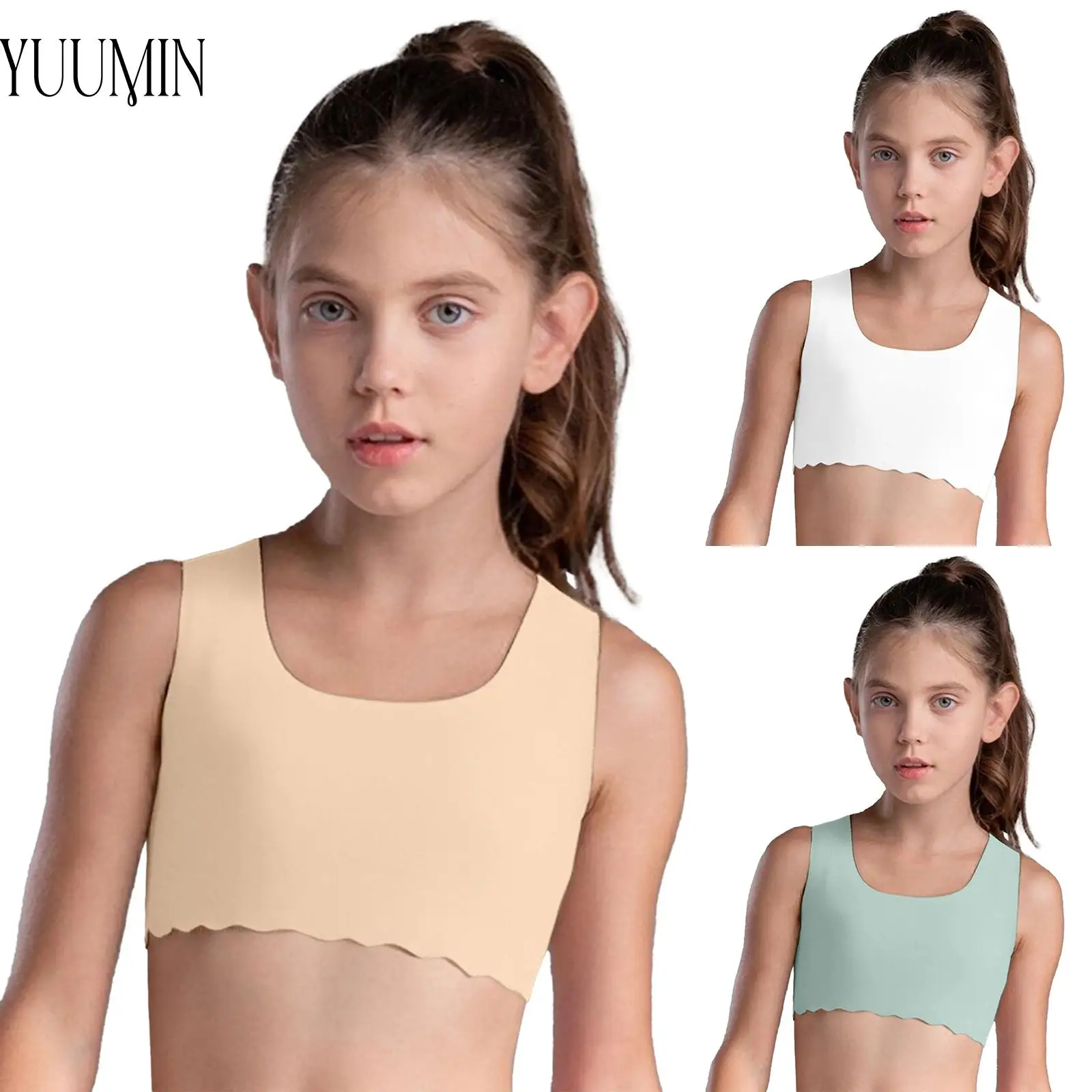 

Kids Girl Yoga Fitness Vest Seamless Cropped Tank Top Quick-Drying Lightweight Solid Color Vest for School Home Sports Dancewear