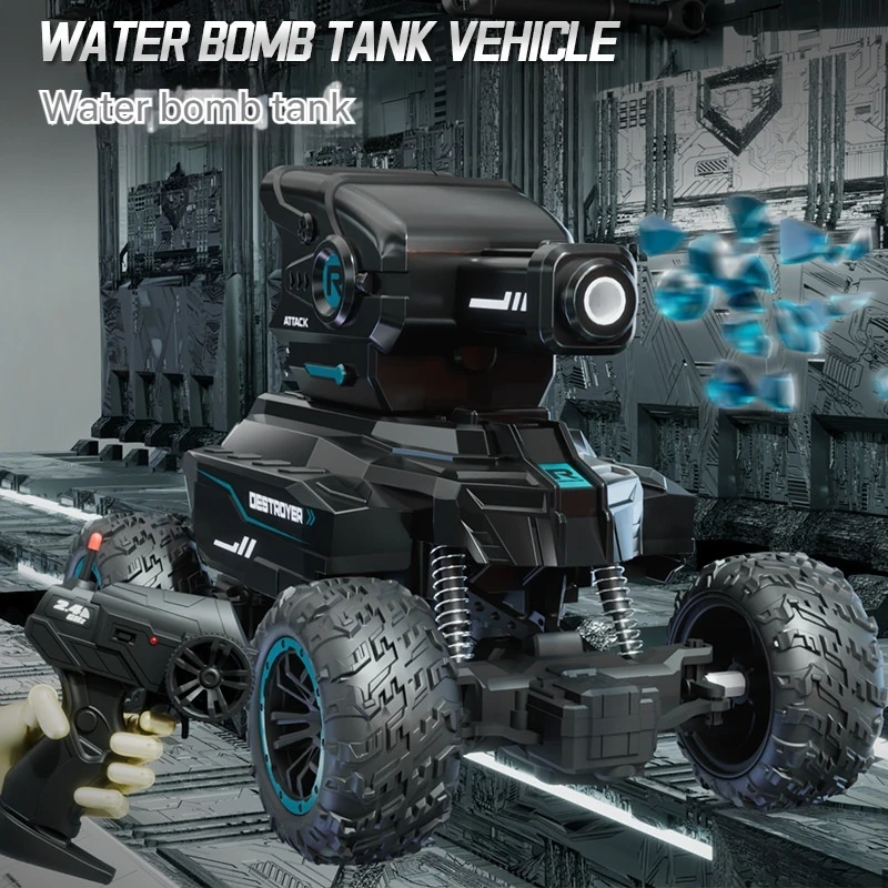 Children'S Remote Control Water Bomb Vehicle Two-Wheel Drive Off-Road Climbing Vehicle Can Fire Cannon Tank Children'S Gifts