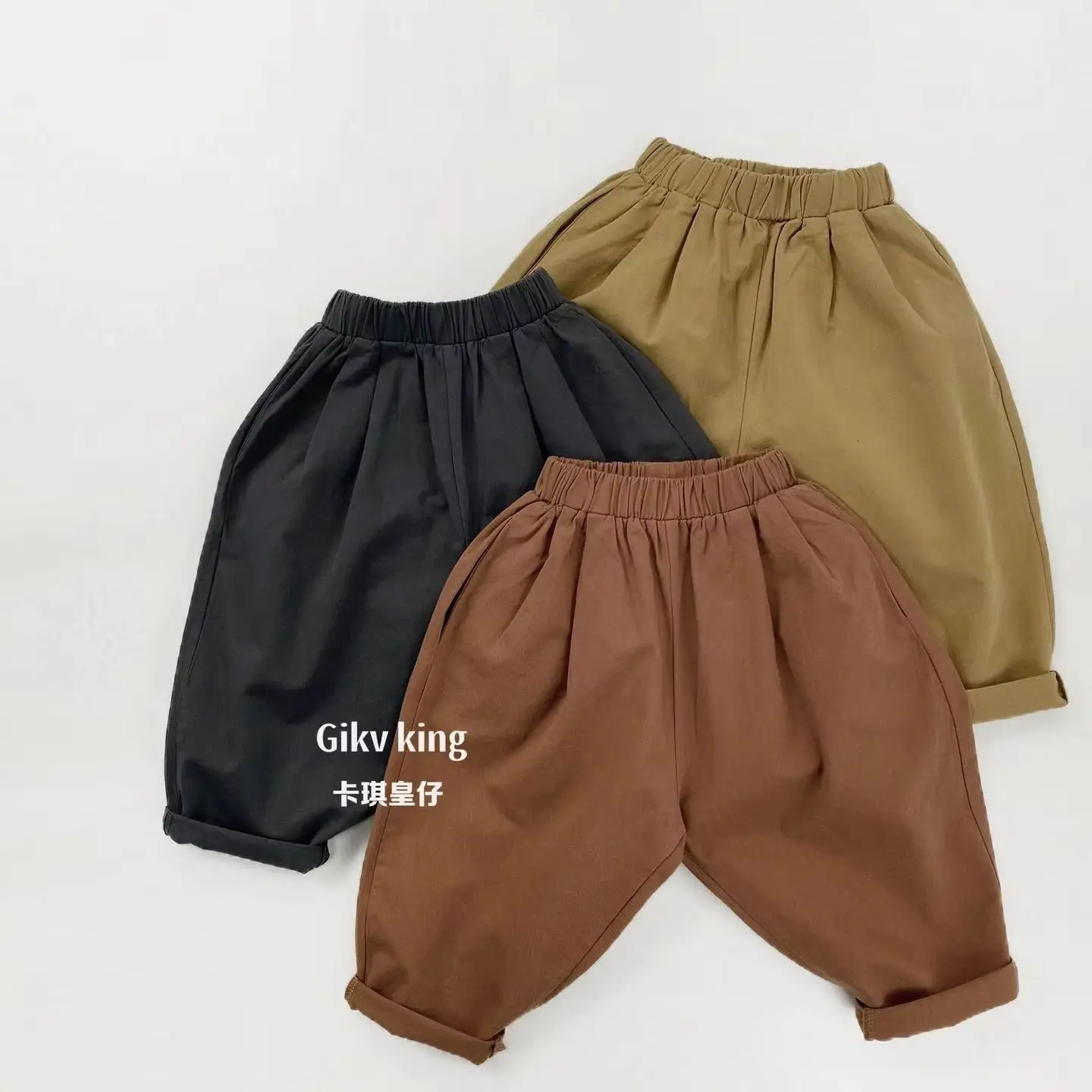 2026 Spring New Children Casual Pants Girls Loose Harem Pants Toddler Boys Cotton Trousers Solid Versatile Kids Clothes