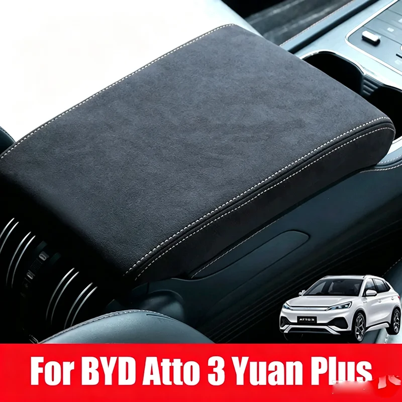 For BYD ATTO 3 Yuan Plus 2023 2024 2025 Car Leather Cover For Armrest Box Specially Modified Protection Cover Trim Accessories